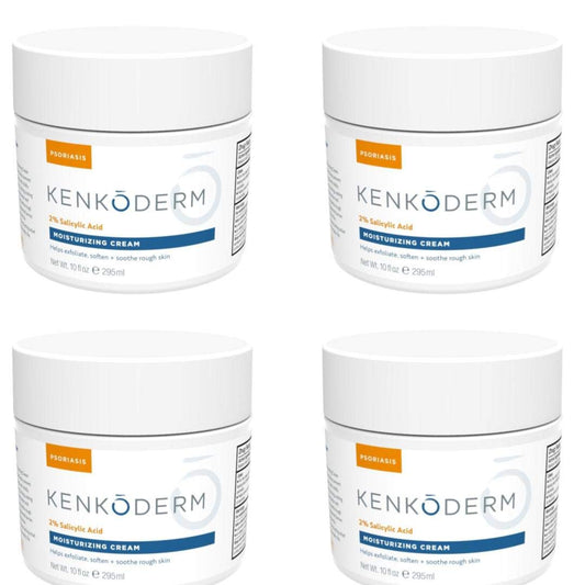 Kenkoderm Psoriasis Cream bottle showing 2% salicylic acid for gentle exfoliation