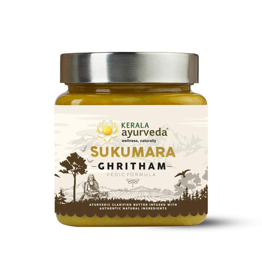 Kerala Ayurveda Sukumara Ghritham bottle ready for daily use and balance.
