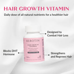 Kerotin Hair Growth Vitamins capsules closeup highlighting easy daily supplement for hair health
