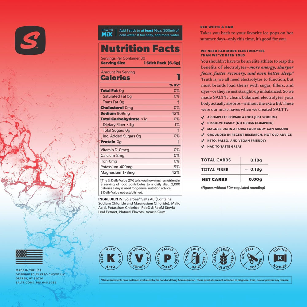 Keto Chow SALTT hydration for an active lifestyle during workouts.