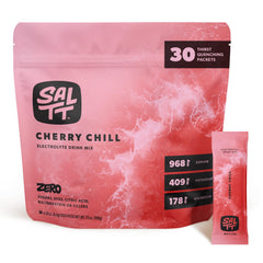 Keto Chow SALTT Cherry Chill packets ready for on-the-go hydration.