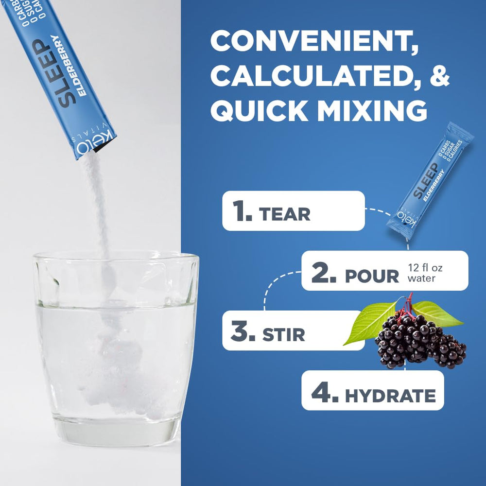 Keto Vitals Sleep Drink packaging back notes keto-friendly claims