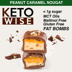 Keto Wise Fat Bombs front box image, kosher-certified snack option.