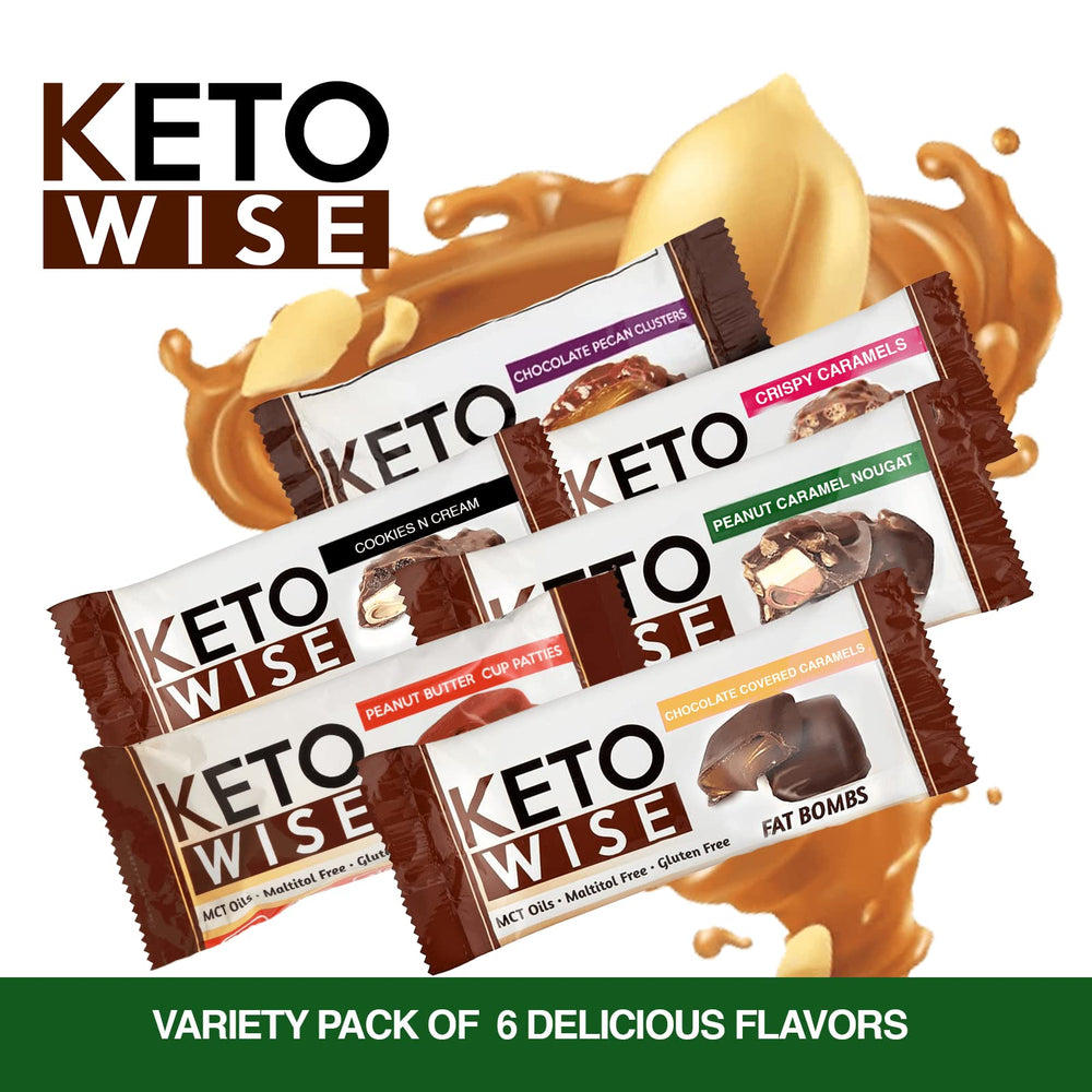 Keto Wise Fat Bombs detailed packaging design, premium keto-friendly dessert option.