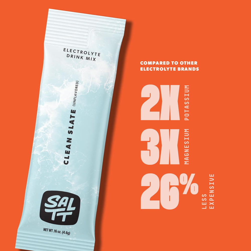 Keto Chow SALTT travel packets close-up for easy daily hydration.