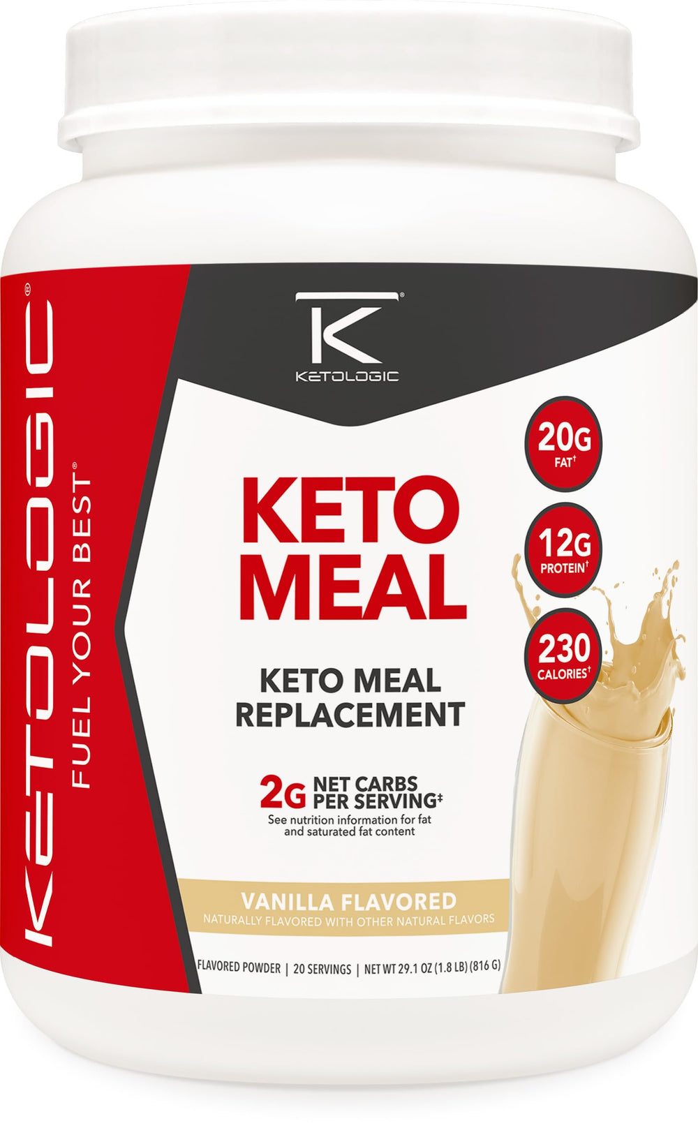 Ketologic Keto Meal replacement shake vanilla bottle for convenient keto nutrition