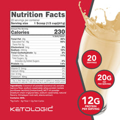 Ketologic Keto Meal shake vanilla with MCT oil in a glass for smooth texture