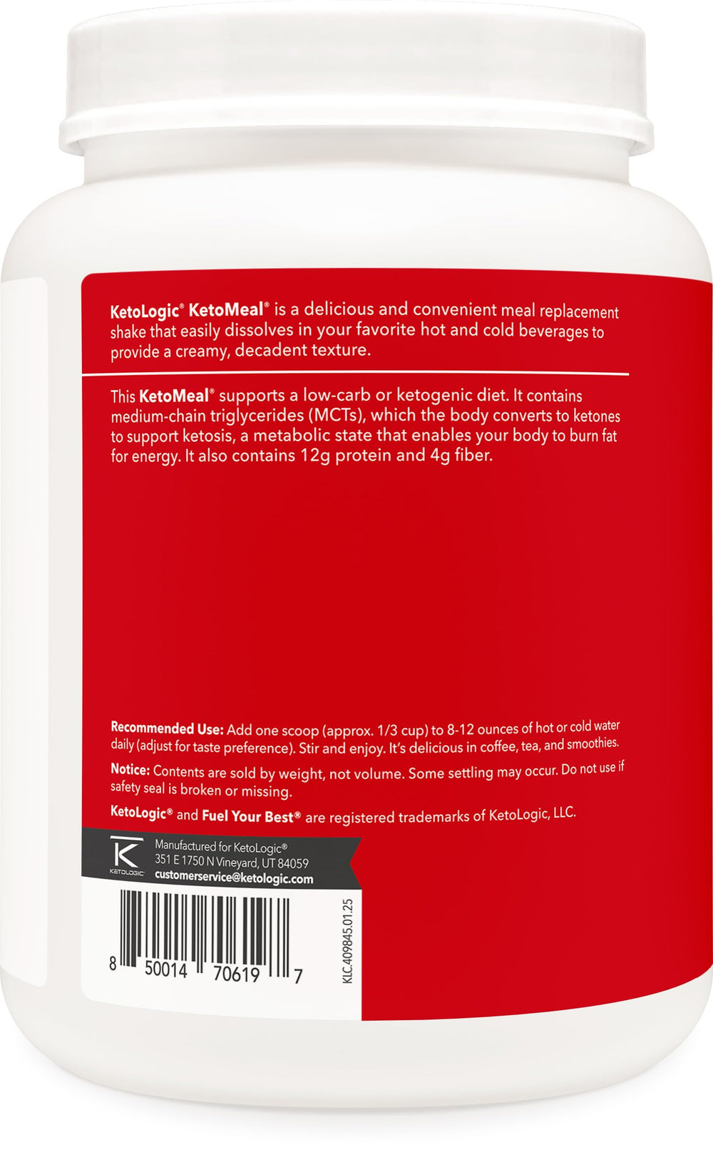 MCT oil blend bottle close-up highlights premium, quick-energy keto ingredients.