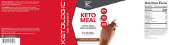 Nutrition label on Ketomeal tub shows low net carbs and keto macros.