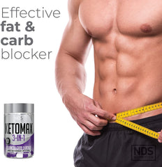 Keto-Max chitosan fat-binding tablet demonstrates fat-binding action in the stomach.