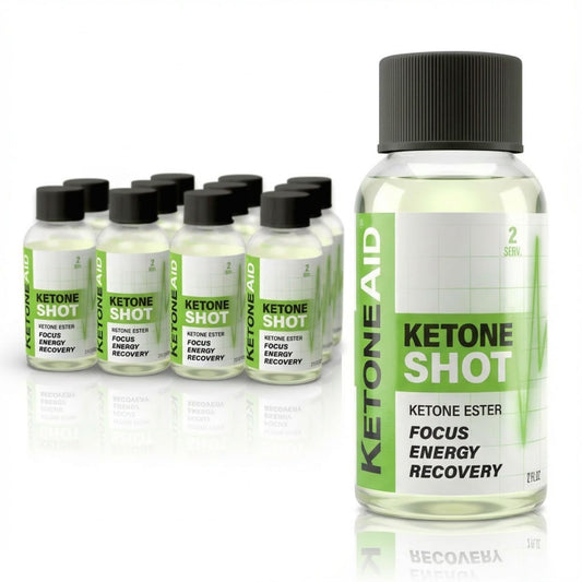 KetoneAid Ketone Shot bottle side view for clean energy on the go