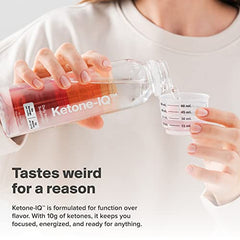 Ketone-IQ pour shot demonstrates quick energy delivery without sugar or caffeine.