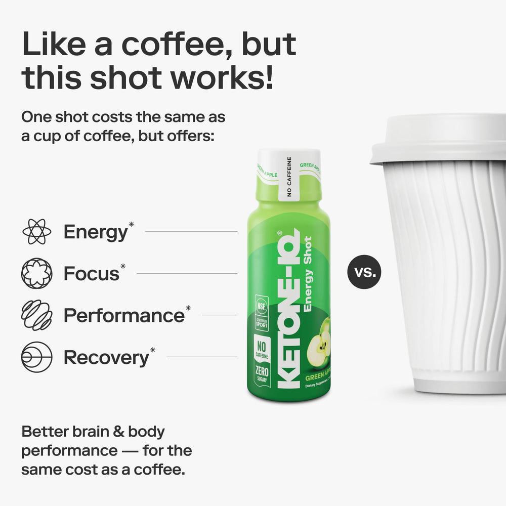 Ketone-IQ Green Apple pack on shelf signals all-natural, caffeine-free vitality.