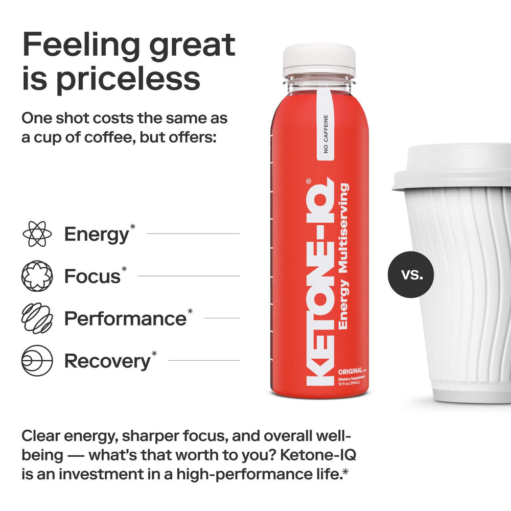 Ketone-IQ No Caffeine packaging on desk with notebook