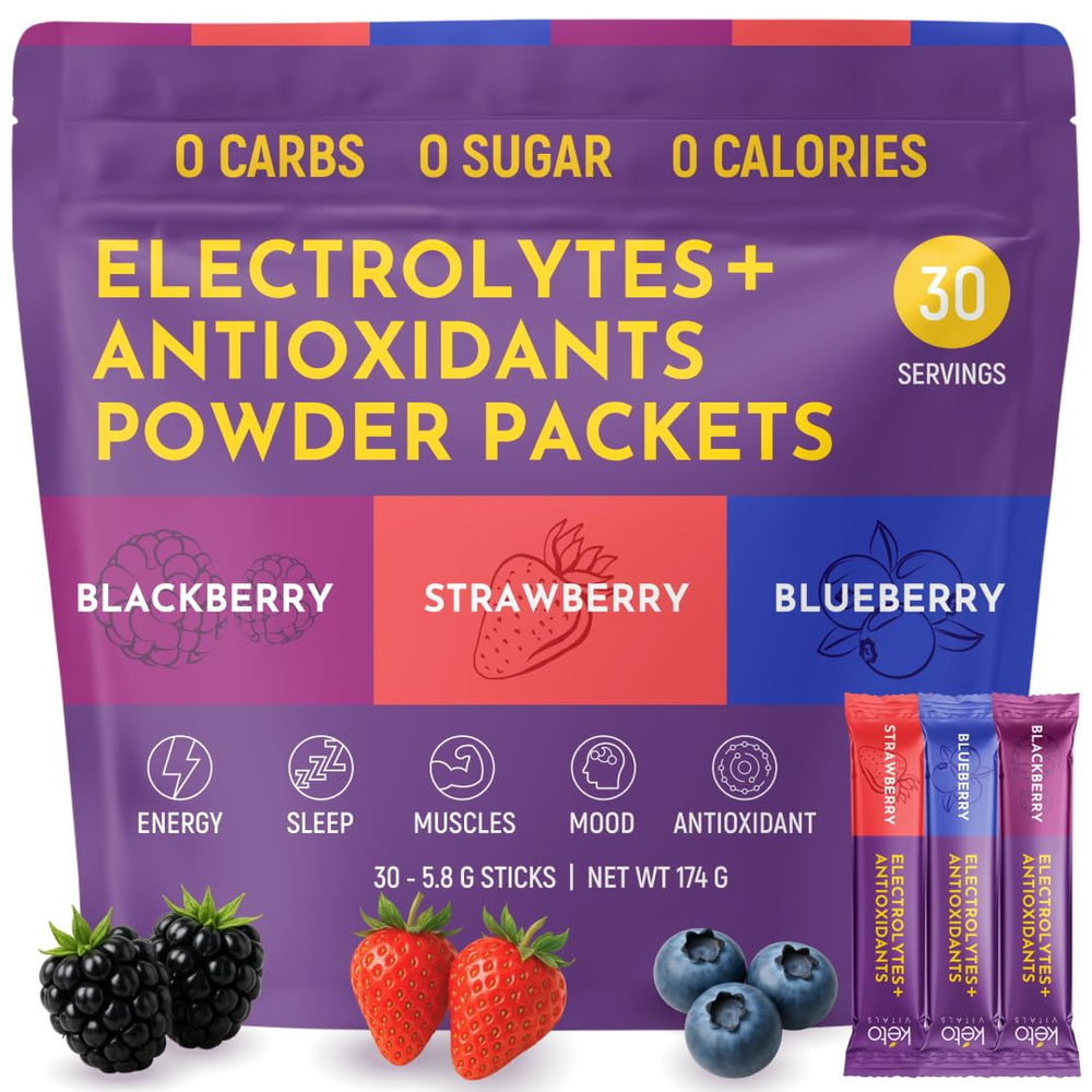 Ketovitals Berry Electrolytes Packets on the go hydrate efficiently.