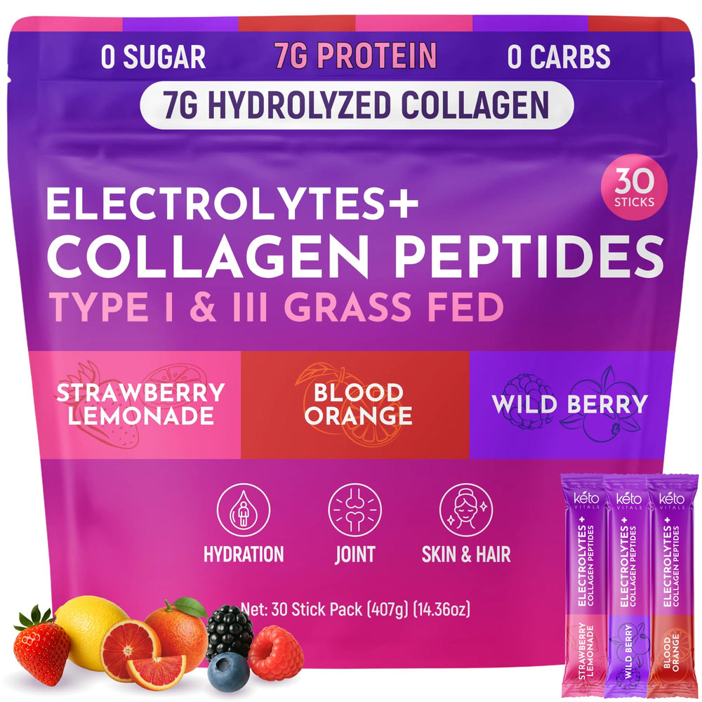 Keto Vitals collagen travel pack front view for on-the-go hydration