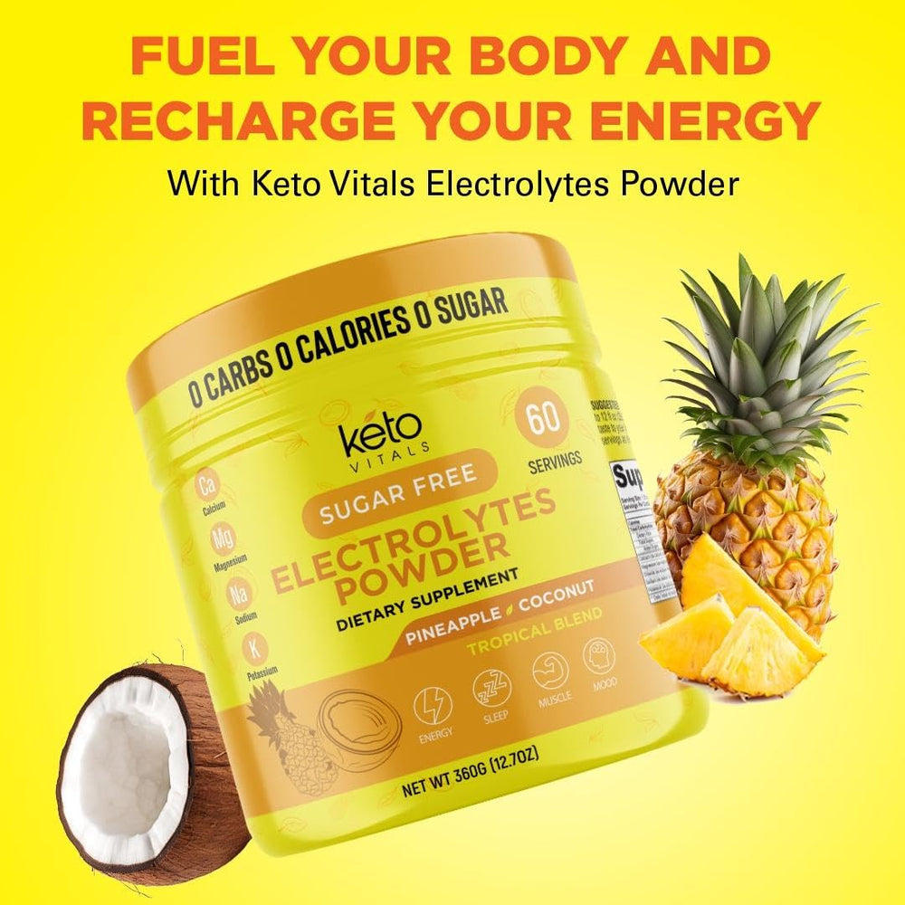 Keto Vitals Electrolytes powder pineapple coconut fully dissolved for smooth taste