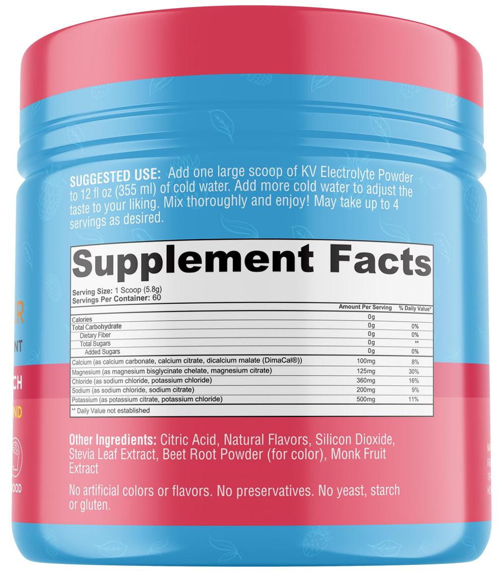Keto Vitals Electrolytes powder jar and glass scene suggests on-the-go electrolyte support.