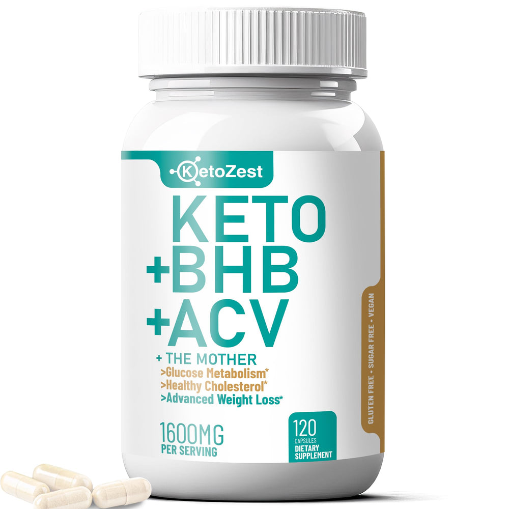 KetoZest Keto ACV BHB capsules bottle shows convenient appetite control