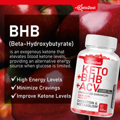 Ketozest Keto ACV BHB Gummies vegan and gluten-free badge visible.