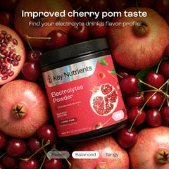 KEY NUTRIENTS Sweet Cherry Pom dissolving in water for a refreshing, sugar-free hydration boost.