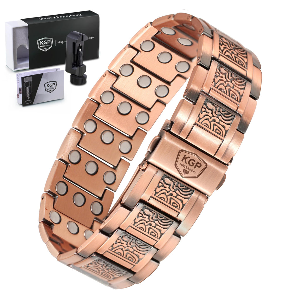 KGP 3X Strength copper bracelet close-up highlighting magnets for daily comfort