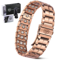 KGP men's magnetic copper bracelet outer view showing 57 magnets and brushed finish