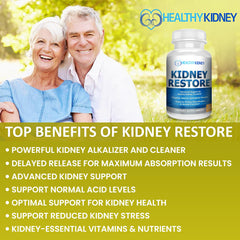 Packaging and display of Kidney Restore 3-pack with product information.