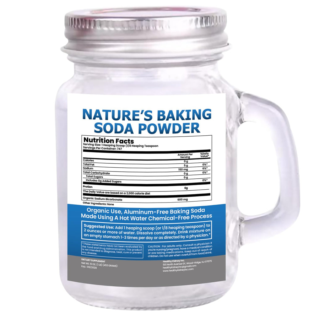 Kidney Restore aluminum-free baking soda bulk jar front with daily alkalinity support