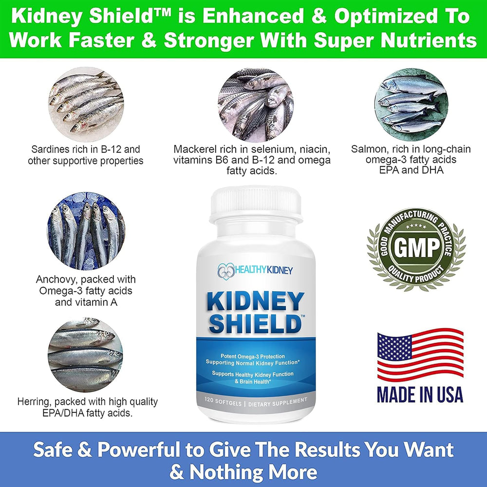 Kidney Shield bottle label features lemon and rosemary hints for pleasant flavor.