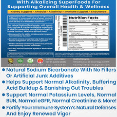 Kidney Restore label view highlights organic, OMRI-certified bicarbonate benefits