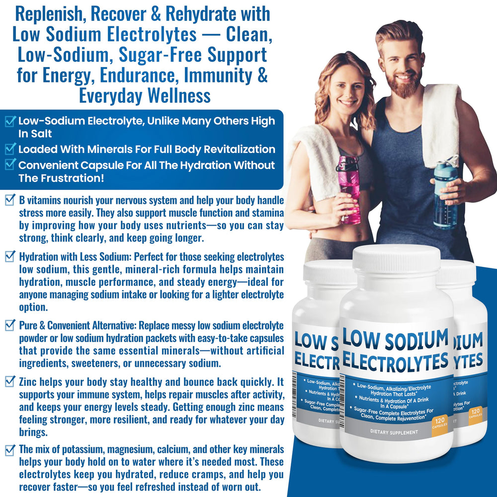 Kidney Restore electrolyte label close-up highlighting very low sodium formula.