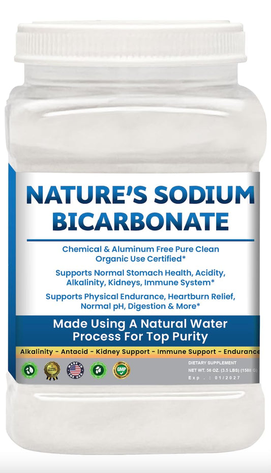 Kidney Restore sodium bicarbonate packshot highlighting purity and aluminum-free formula for everyday alkalinity