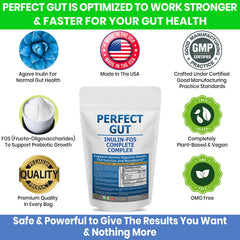Perfect Gut powder scoop highlights easy daily use and accurate dosing.