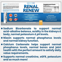 Kidney Restore Renal Renew ingredient list highlights kidney-supporting minerals.