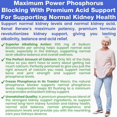 Kidney Restore Renal Renew label panel shows dosing for long-term kidney health.
