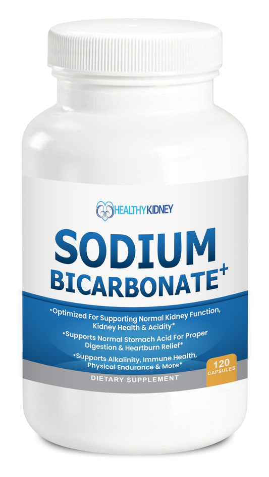 Kidney Restore sodium bicarbonate 650mg capsules bottle for daily alkalinity support