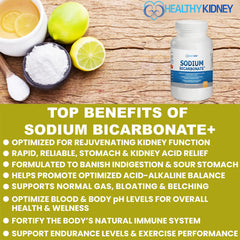 Kidney Restore Sodium Bicarbonate cranberry shot suggesting antioxidant and alkalinity benefits.