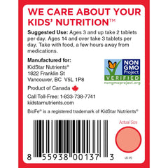 KidStar Nutrients BioFe Pure Iron chews enjoyed by a child for sugar-free option