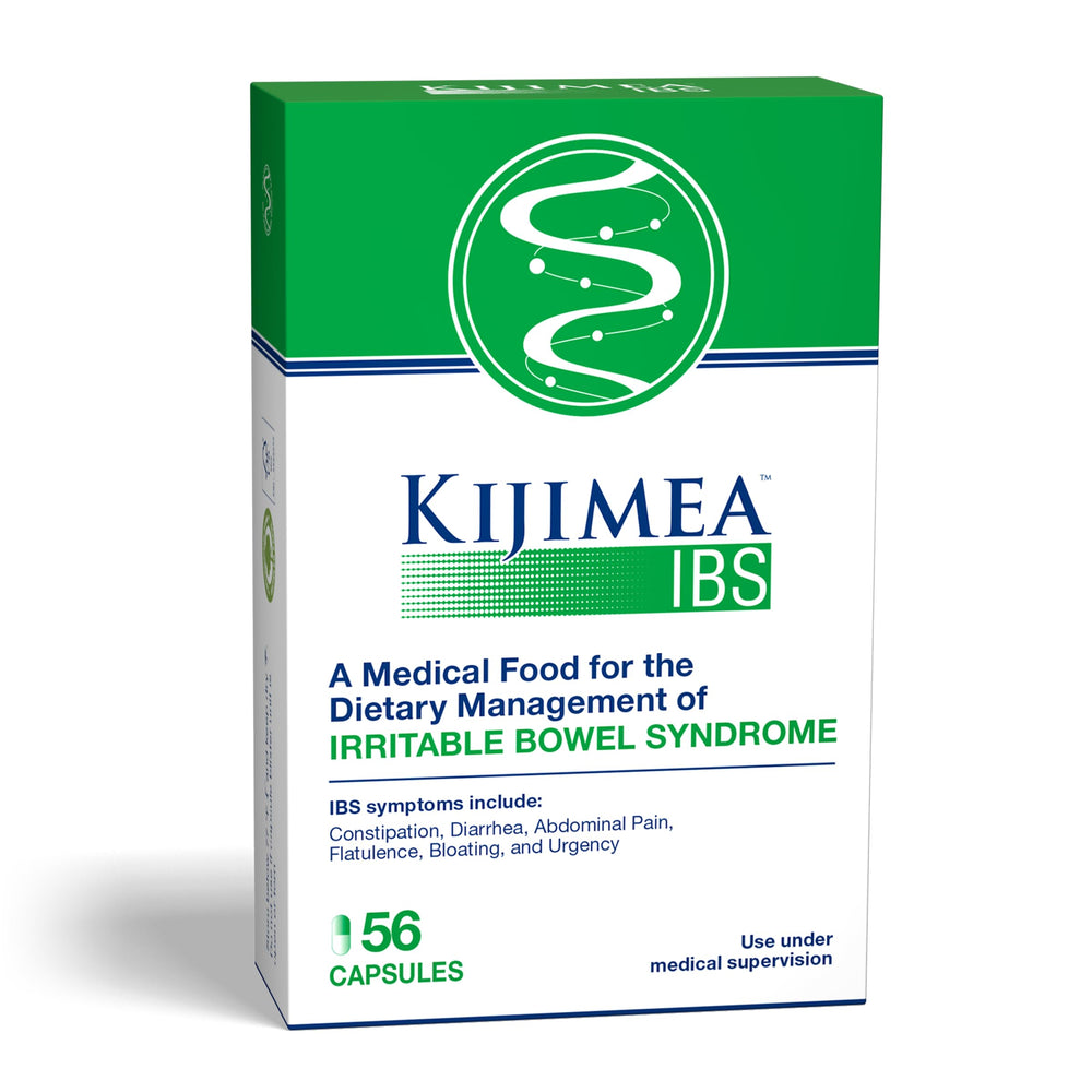 Kijimea IBS bottle with capsules for daily dietary management.