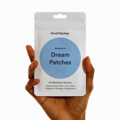 Kind Patches Melatonin Dream being applied shows discreet wearable sleep aid.