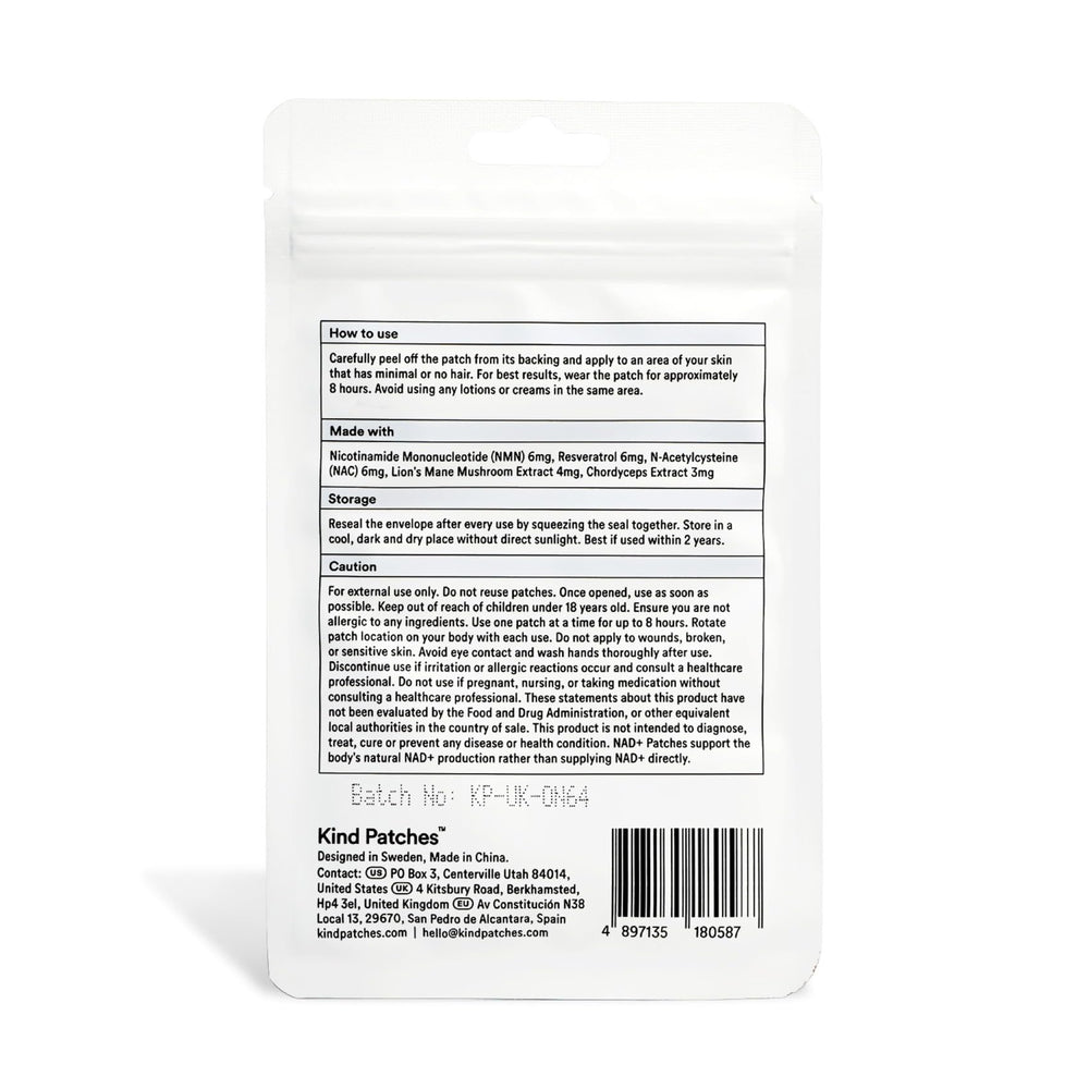 Kind Patches NAD Plus box signals four pack convenience for ongoing use.