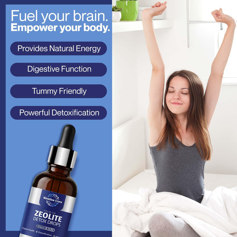 Kinetive Core Zeolite Drops bottle with B12 and D3 for energy support