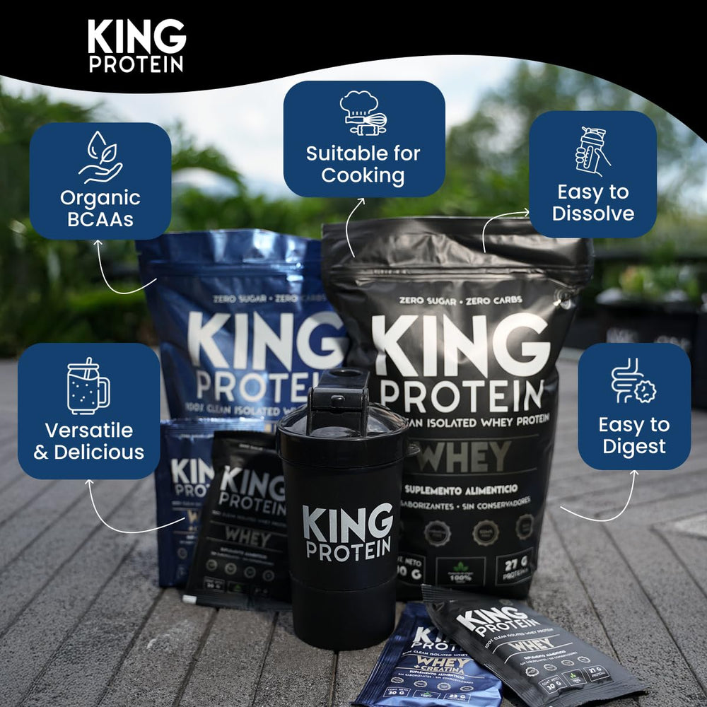 KING Protein Unflavored powder blending into shakes without altering taste