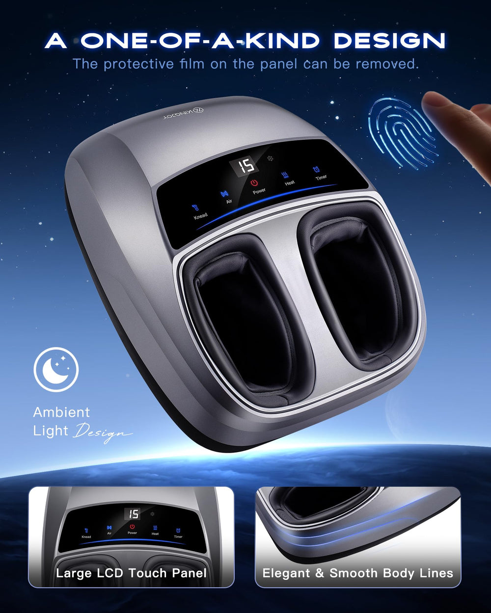 Kingjoy foot massager removable cover for easy hygiene and cleaning.