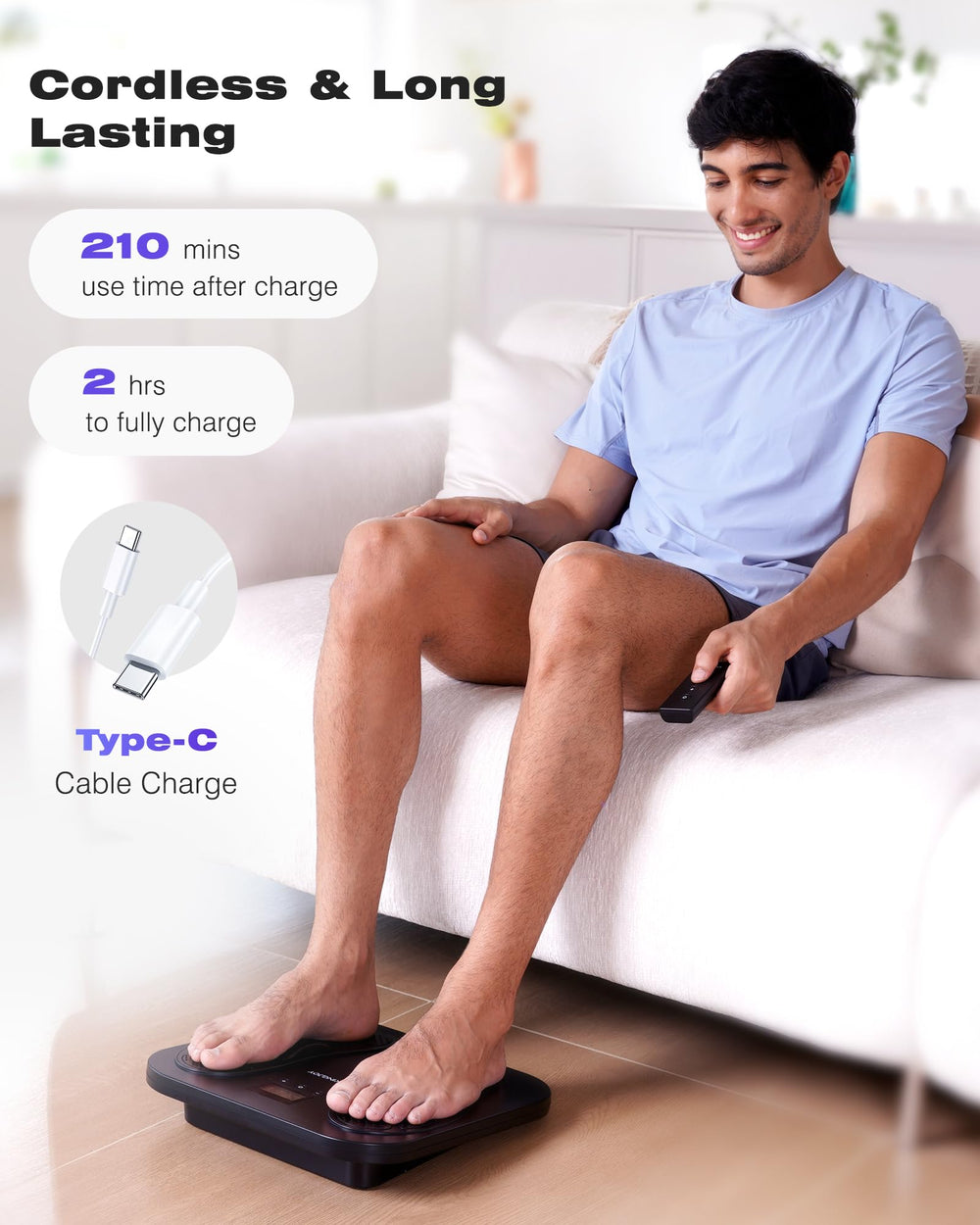KINGJOY rechargeable battery delivers up to 210 minutes of therapy