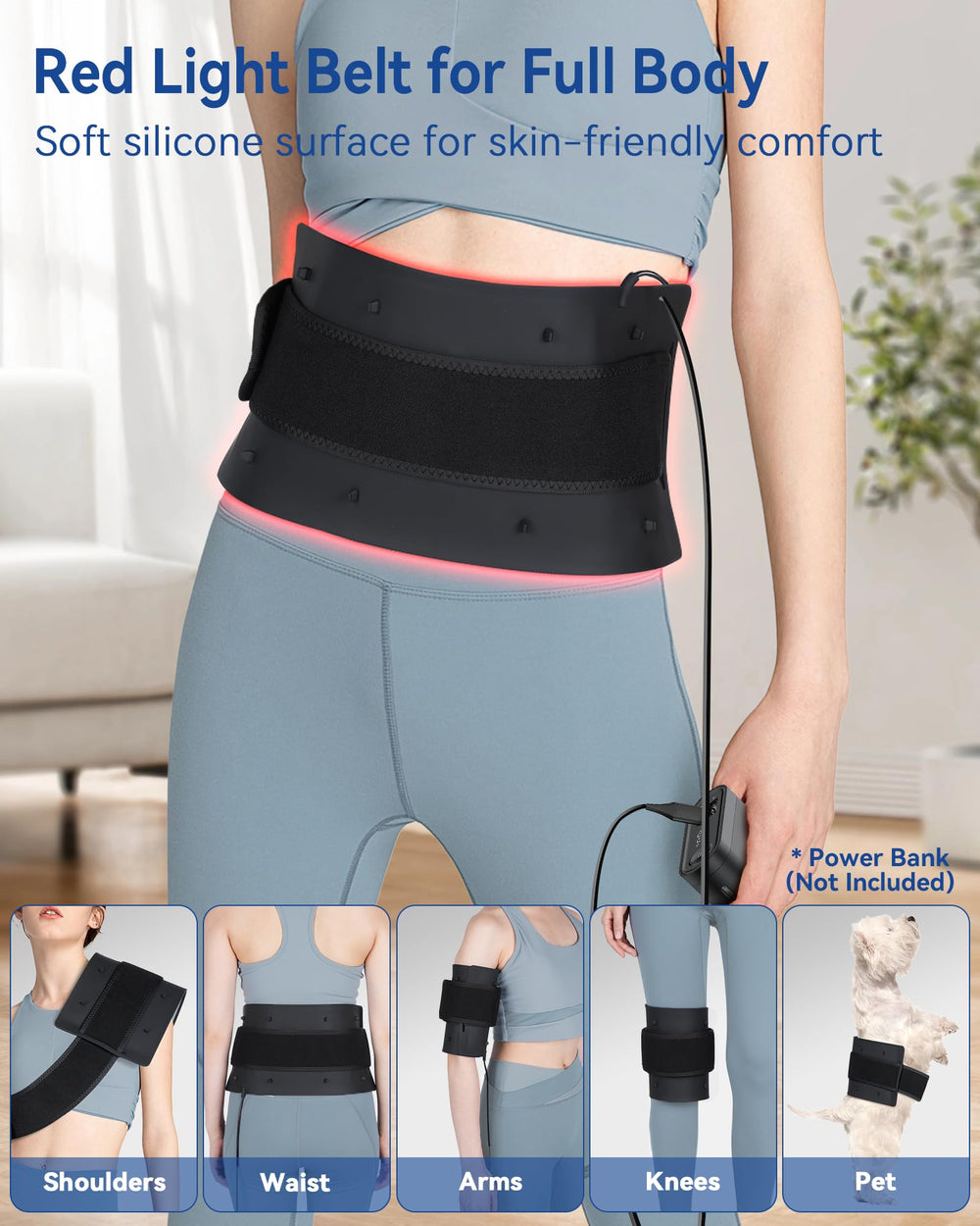 KingPavonini detachable red-light belt for portable back and shoulder therapy.