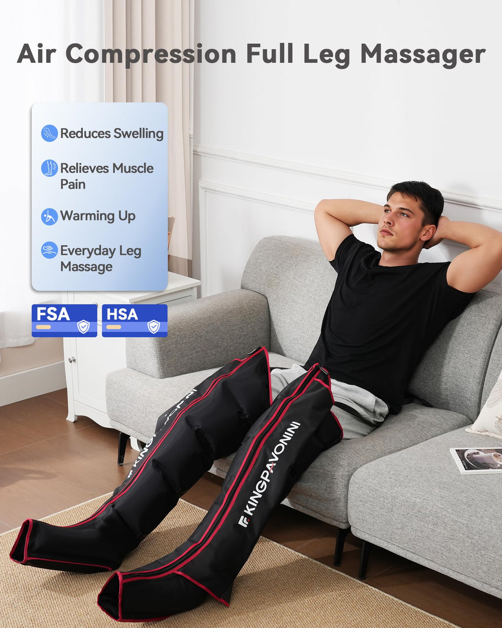 KingPavonini leg massager offers six modes for tailored leg relief