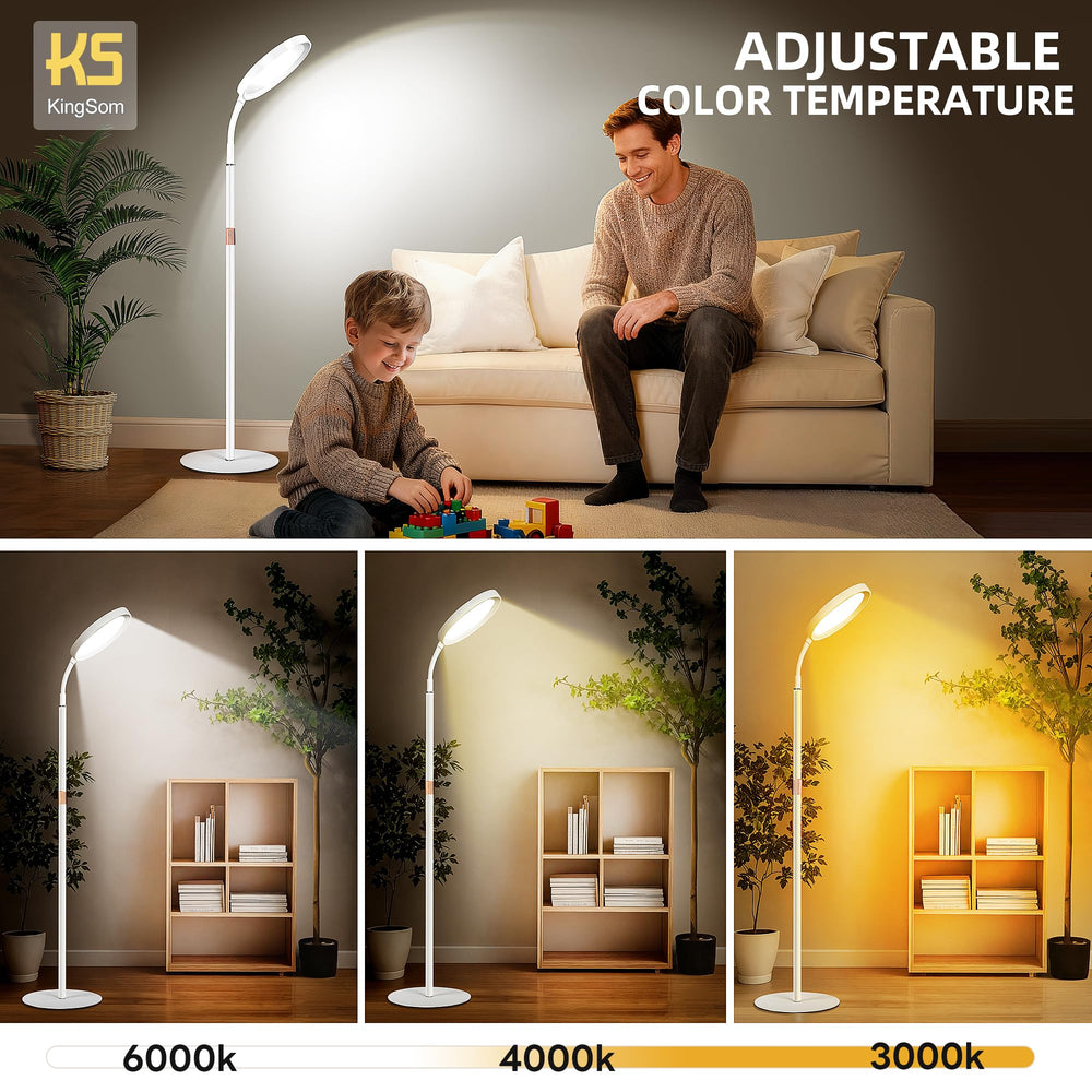 KingSom gooseneck design enables multi-angle lighting for desk, reading, or lounging.