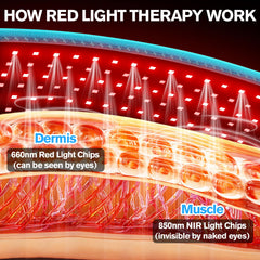 KingSom Red Light Belt closeup of 3-in-1 LED beads for versatile modes